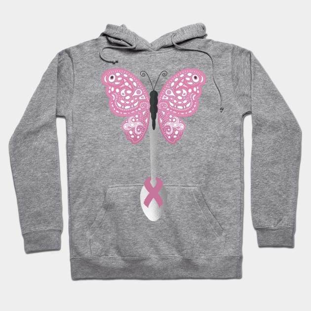 Butterfly Spoon Awareness Ribbon! (Pink) Hoodie by yourachingart